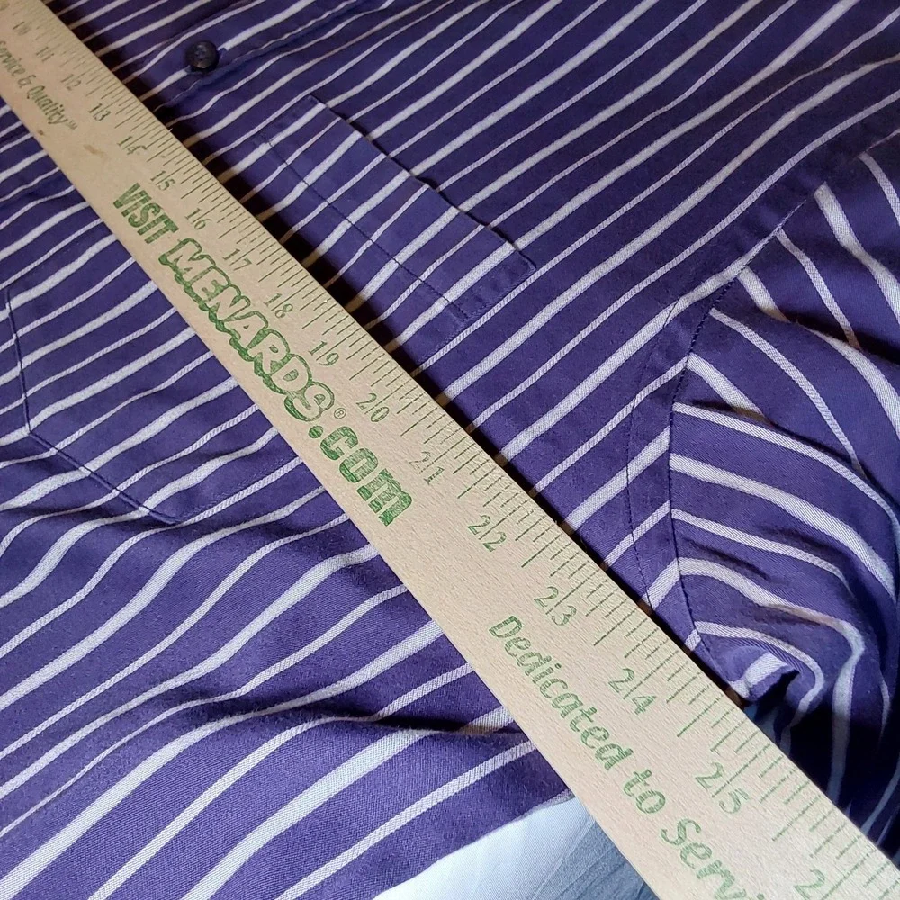 Bugatchi Uomo Mens XL Dress Shirt Classic Fit Flip Cuff Purple Stripe Button‎ Up